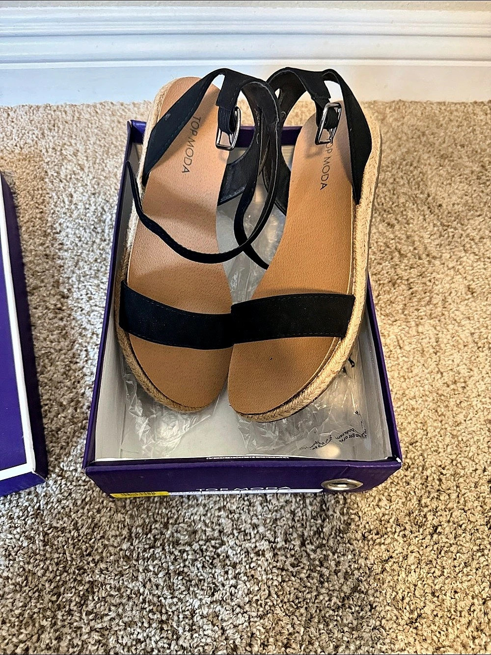Top Moda Jolie-1 Black Wedge Sandals US 7.5